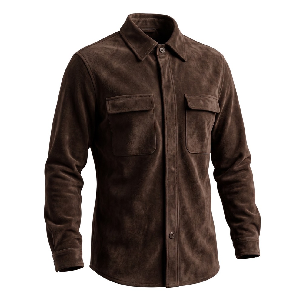 Mazzoni Mens Brown Suede Leather Shirt Jacket Shacket Size Medium GBC